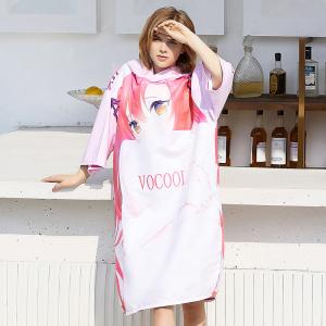 Пончо-полотенце VOCOOL размер 105х75см микрофибра  (Розовое Анимэ)